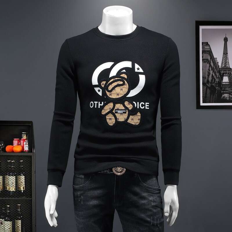 25 Autumn Winter New Casual Fashion Round Neck Pullover Embroidered Base Shirt Youth Men's Sweatshirt
