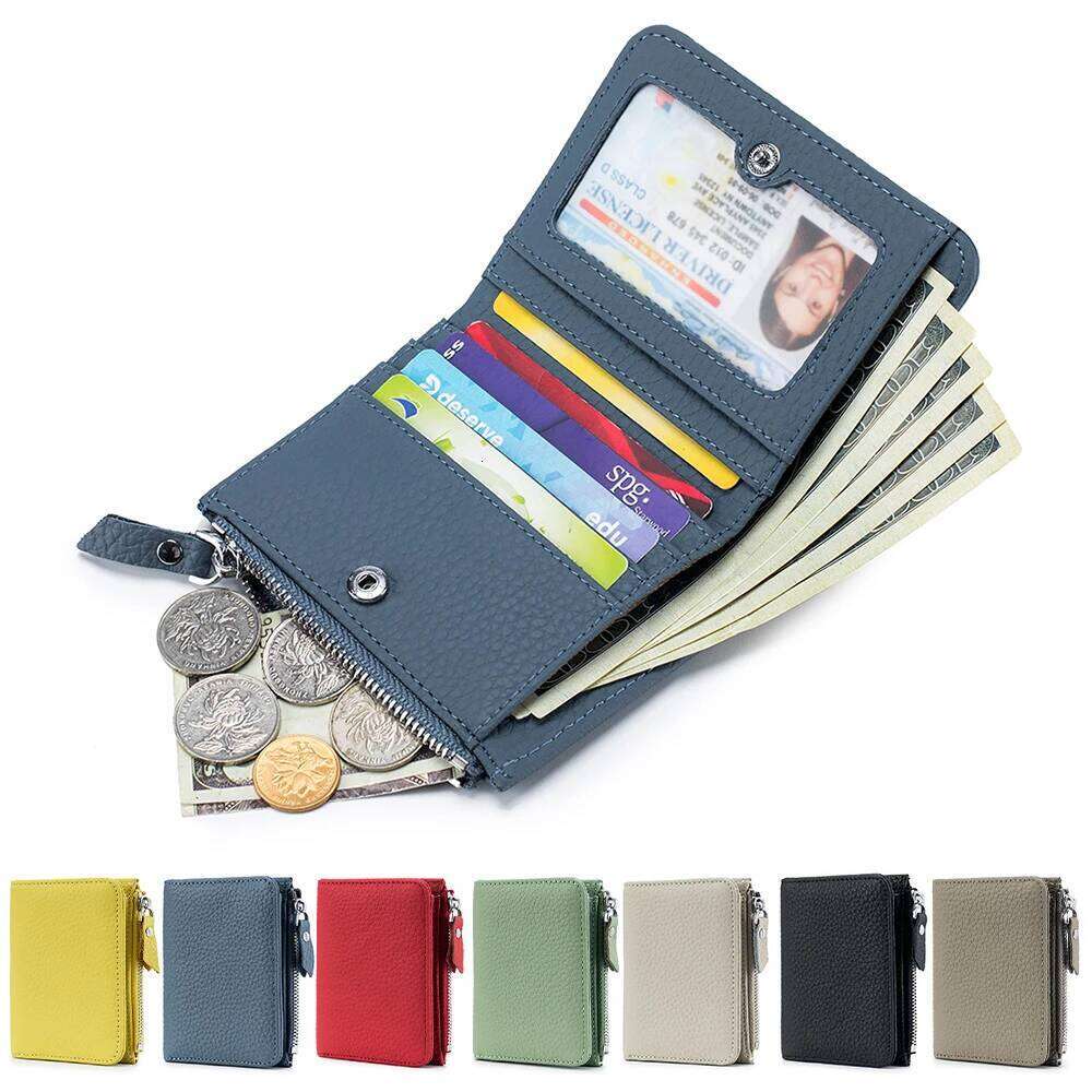 Genuine Leather Men Women Cute Short Wallet Luxury Solid Zipper Coin Purse rfid Bank Holder Slim Small Money Bag Z260130