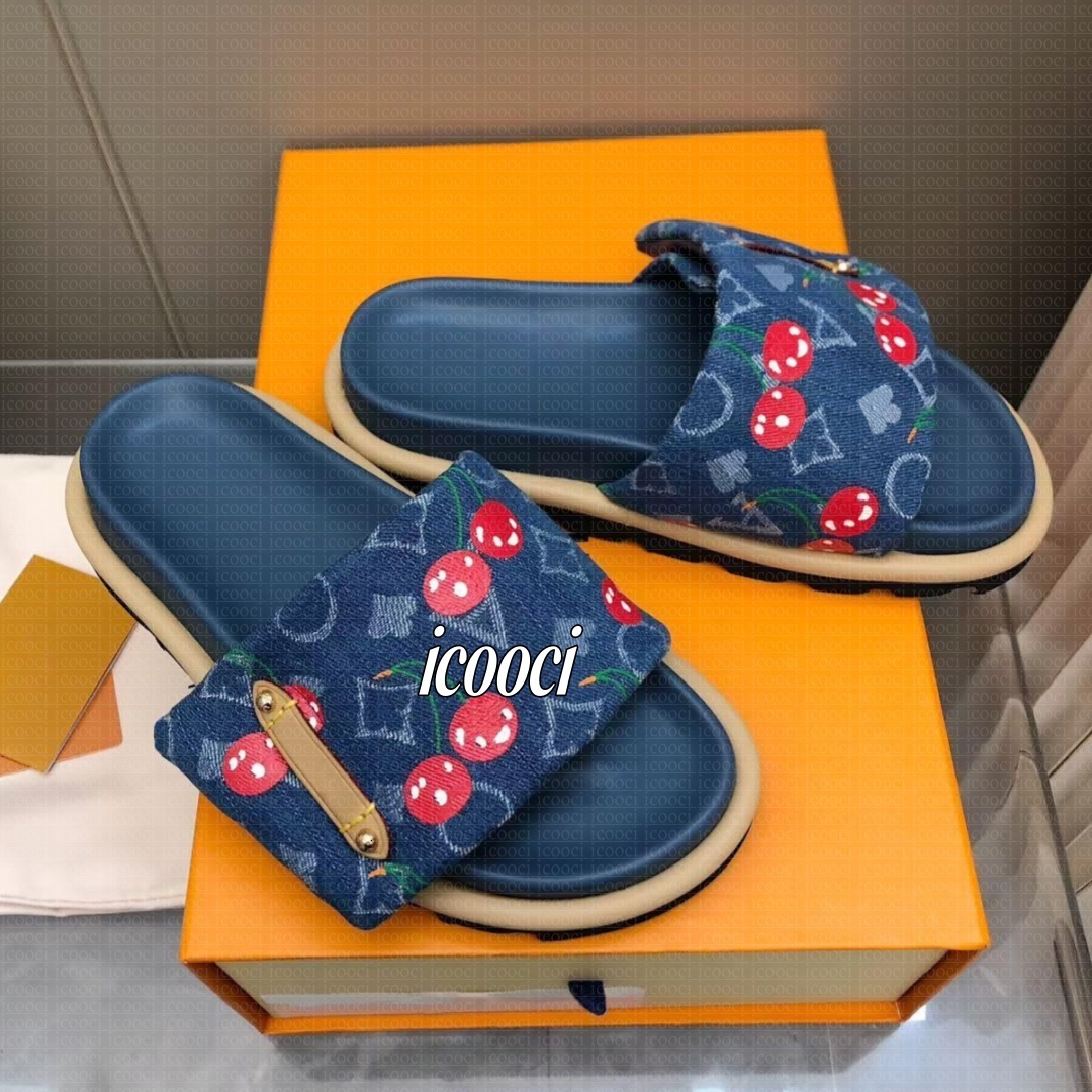 Designer Slipper Pool Pillow Flat Comfort Mules Sandals Takashi Murakami Black Colorful Flowers Bom Dia Sandale Womens Mens Beach Holiday Slides Size 35-45 02