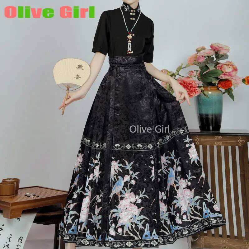 Original Hanfu Horse-Face High End Jacquard Woven Fabric Women's Clothing Traditional Horse Face Skirt Spring Autumn