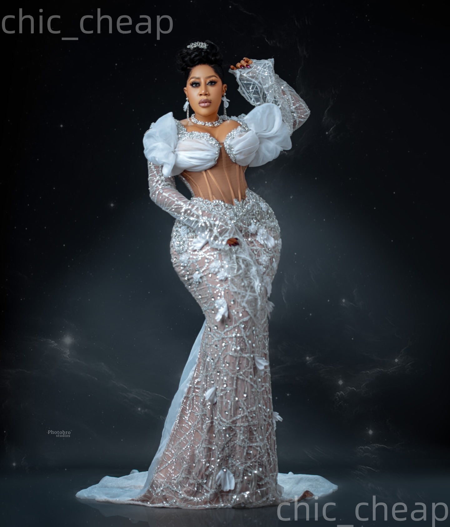 Aso Ebi Ivory Mermaid Prom Dresses 2026 Illusion Crystals Flowers Evening Formal Party Second Birthday Engagement Gowns Plus Size Dress For Special Oc