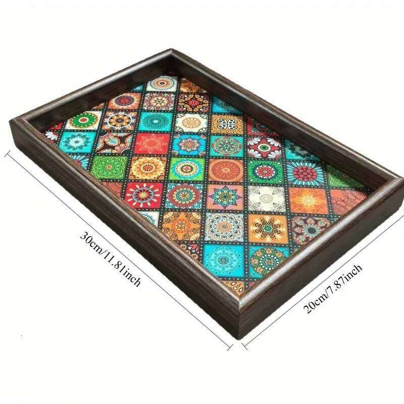 Bohemian Style Handmade Wooden Jewelry Tray Desktop Foyer Storage Home Decoration