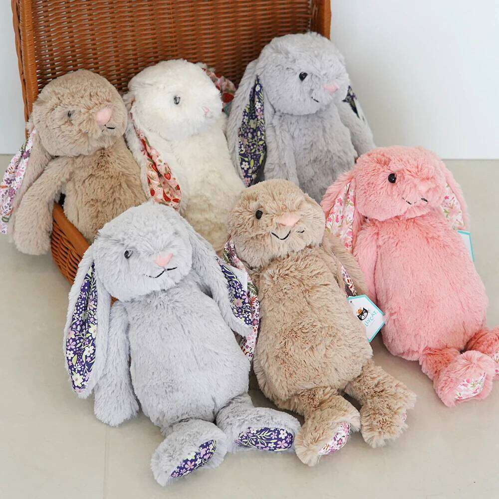 Bonnie Floral Ears Plush Toys Rabbit Stuffed Dolls Kawaii Room Decor Soft Toy Kids Birthday Gifts Y260128