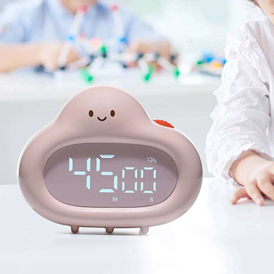 1pc, Creative White Cloud Shape Cartoon Desktop Learning Timer, Kitchen Timer For Cooking Baking W260130