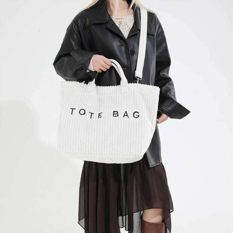 Spacious Corduroy for Women New Large Capacity Handbag Lady Commuter Shoulder Bag High Quality Texture Chic Laptop Tote Z260130