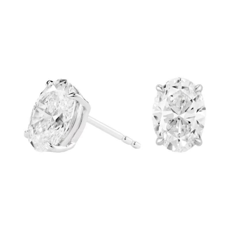 1ct Lab Grown Oval Diamond DE VS 18k White Gold Studs Earrings Elegant Christmas Gift Four-prong Earrings