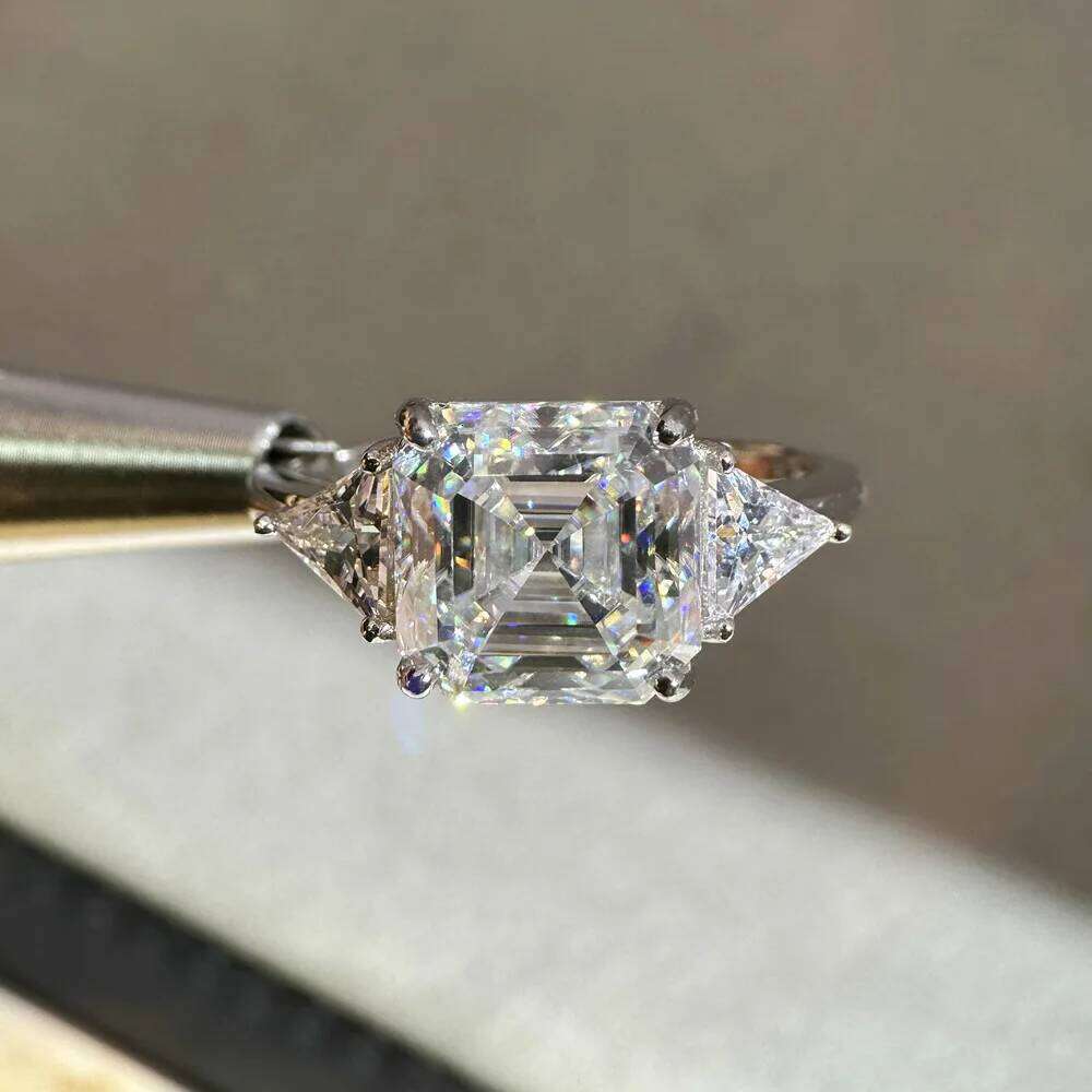 5CT D Color 10x10mm Square Asscher Cut Moissanite Ring in S925 Silver for Women | Luxury Banquet Jewelry XJ260130