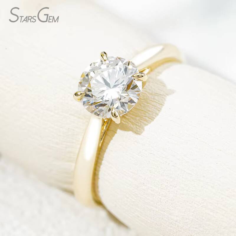 Starsgem Ring Different Design Required 10K Yellow Solid Gold AU417 10K 1CT CVD EF VVS with IGI Card Round Lab Diamond Ring