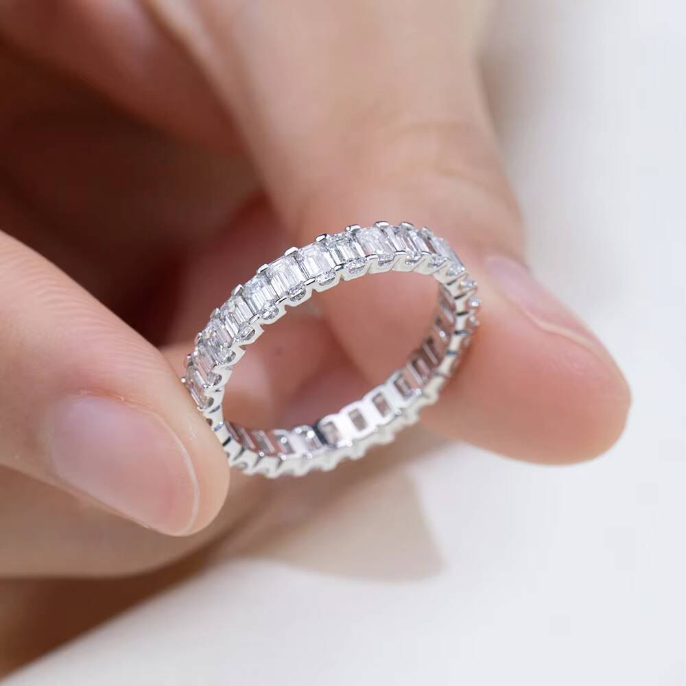 Ready to Ship MSR-1240 Trendy Design PT950 Eternity Ring Baguette Cut Lab Grown Diamond Ring