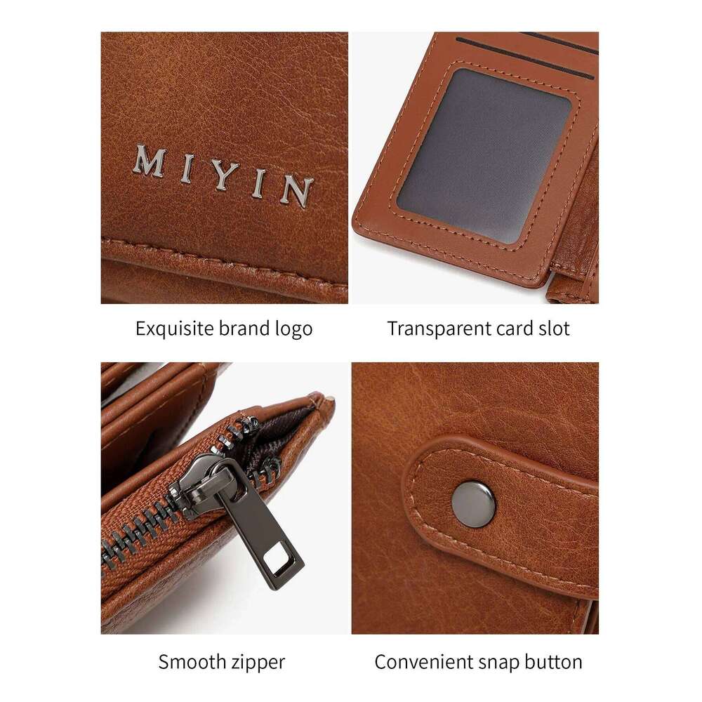 MIYIN RFID anti-theft brush retro three fold women's short PU leather multi card slot multifunctional zero wallet Z260130