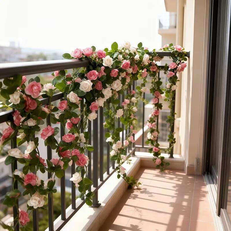 3pcs Rose Artificial Garland Wedding Centerpiece Outdoor Yard Garden Christmas Spring Fall Decor Silk Flower Vines Y260130