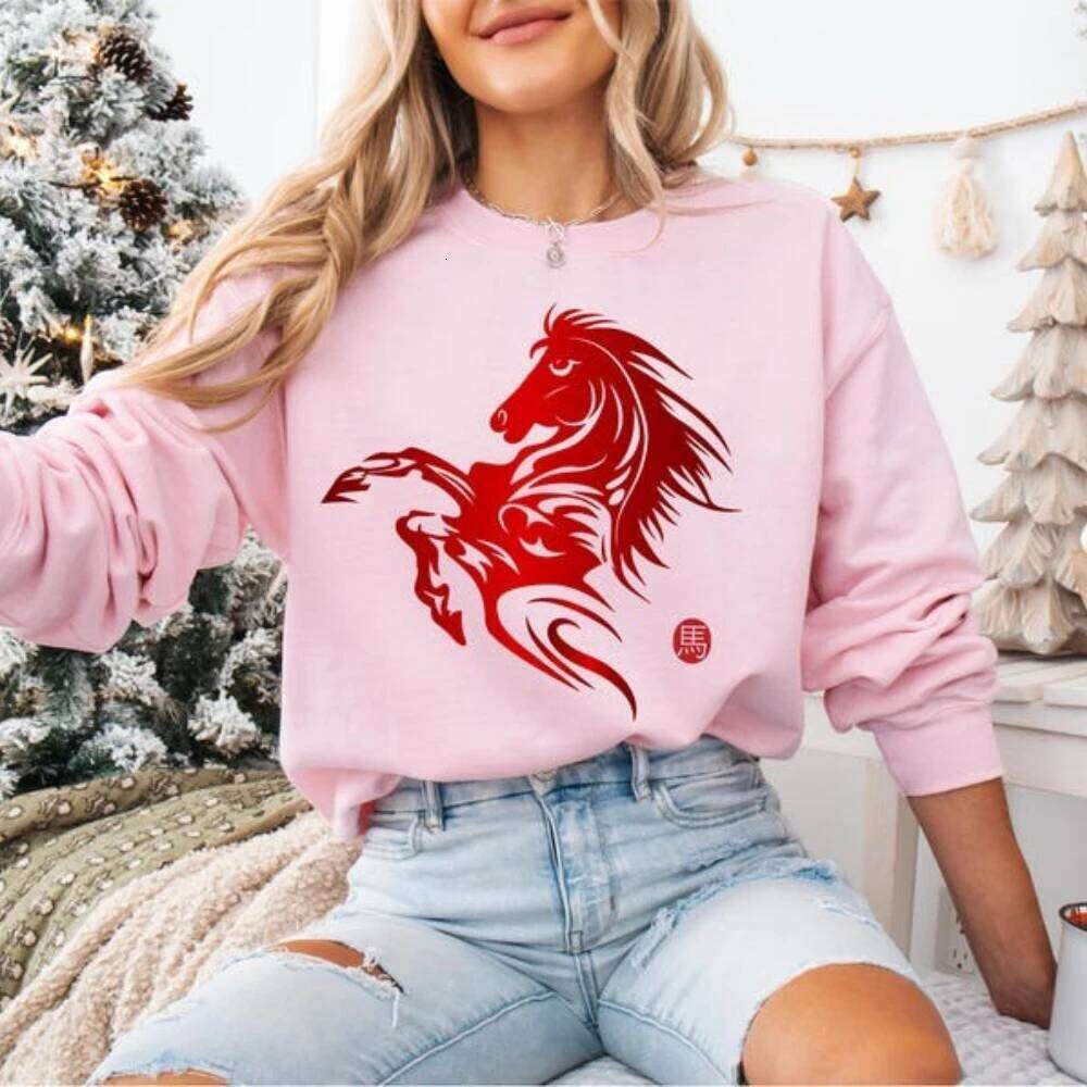 Horse Sweatshirt 2026 Clothing Happy Chinese New Year Pullover Women Men Fashion Casual Holiday Tops C260130