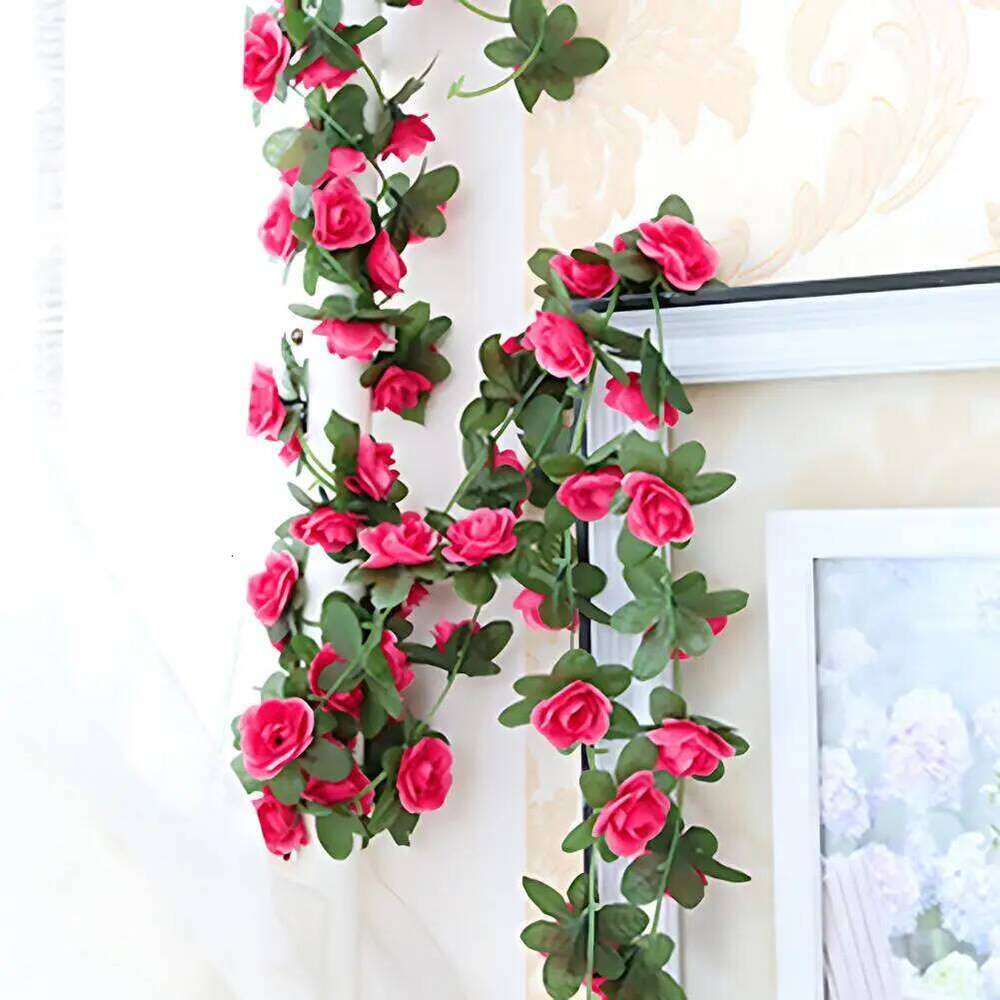 2.5M Artificial Garland Realistic UV Resistant Faux Flower Rattan Vine Wedding Party Hanging Simulation Bloom Decoration W260130