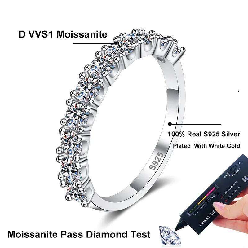 NeeTim 2.5mm 3mm Full Moissanite for Woman Wedding Jewelry 925 Sterling Silver Diamond Rings Engagement Promise Band Gifts XJ260130