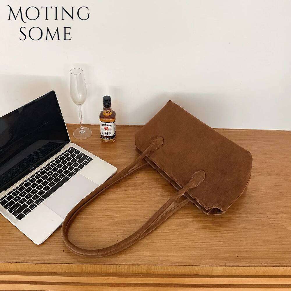 Motingsome Soft Suede Genuine Handbag and Purses Women Shoulder Underarm Satchel Luxury Designer Tote Matte Cowhide Bag New In