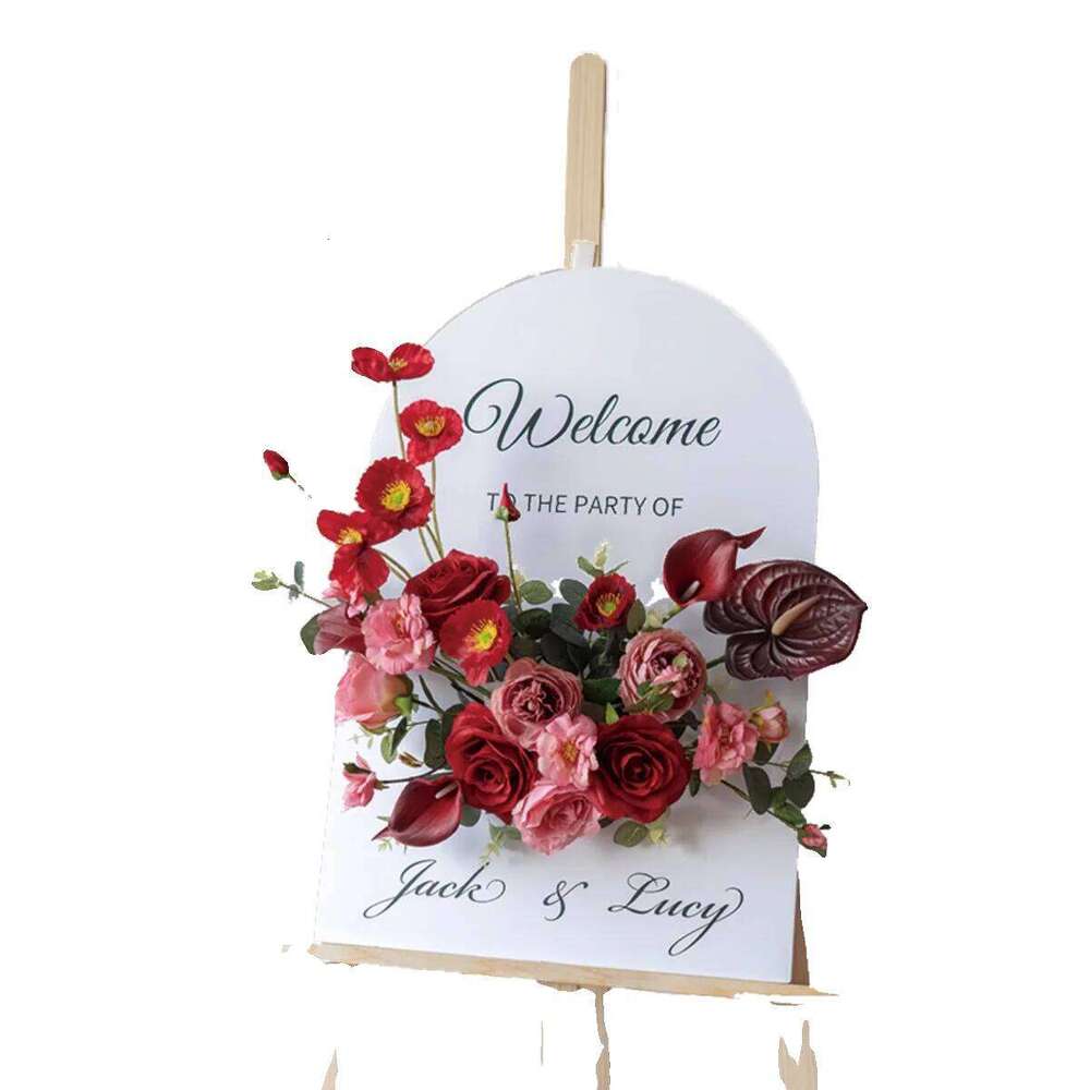 luxury Wedding Welcome Sign Flowers Artificial Corner Floral Road Lead Marriage Party Arch Decor Hanging Flower Arrange decor W260130