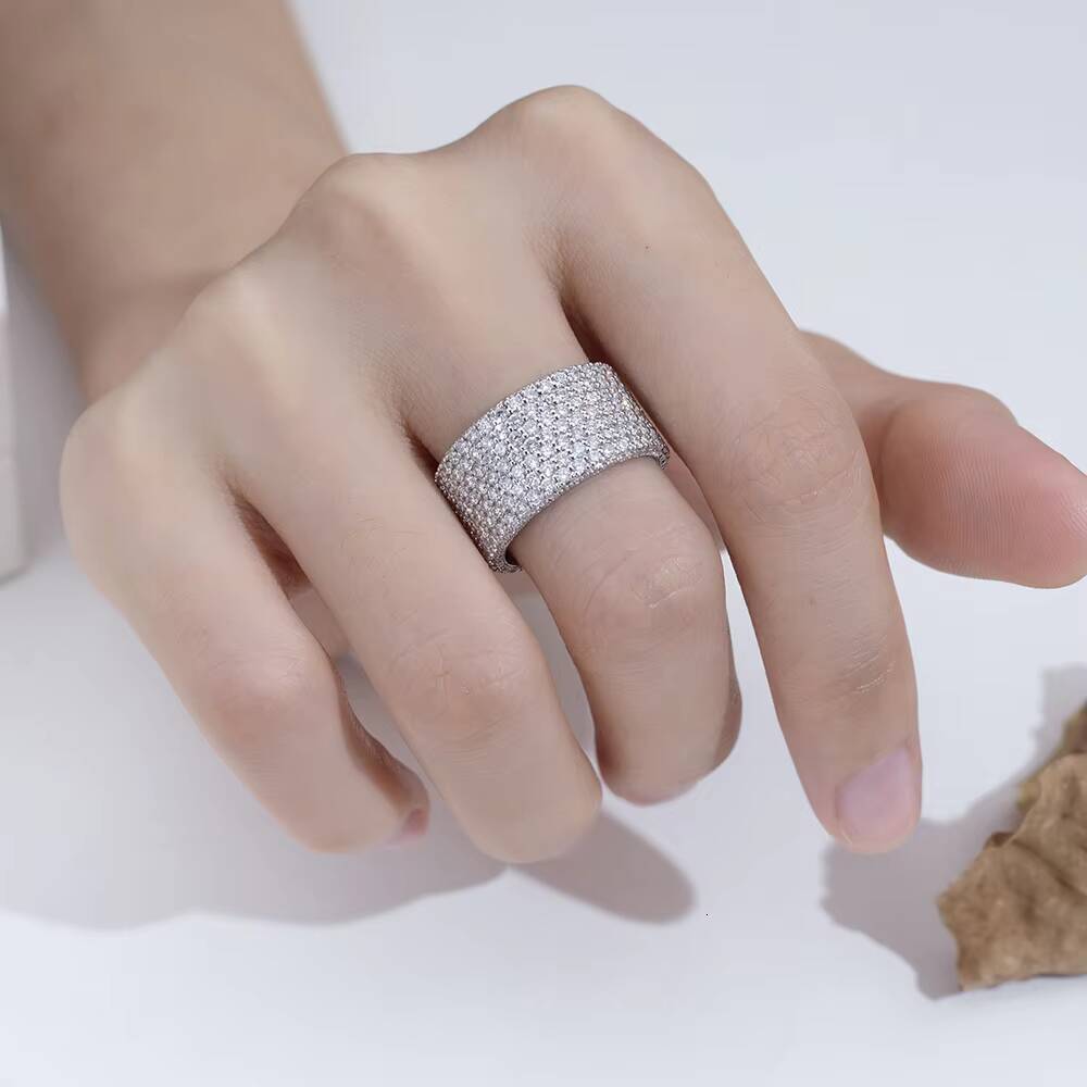 MSR-1973 Custom Hip Hop Ring Jewelry 18k Gold Full Eternity Lab Grown Diamond Ring