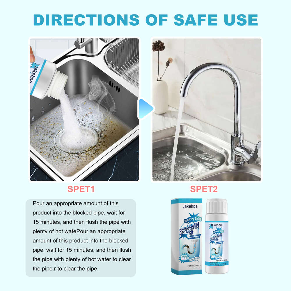 JAKEHOE Pipe Cleaner Kitchen Sink Toilet Drain Blockage Odor Removal Cleaning Agent S260130