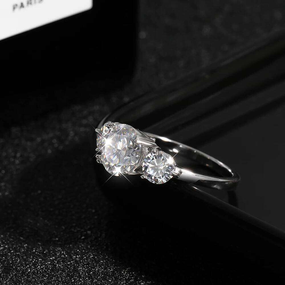 KNOBSPIN D VVS1 Moissanite Ring for Woman Engagement Wedding Jewely with GRA 925 Sterling Sliver Plated White Gold Eternity Band XJ260130