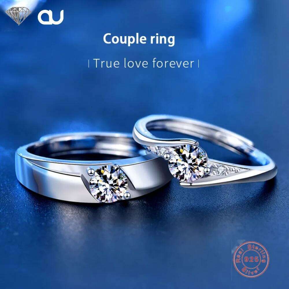0.5ct D Color Moissanite Couple Rings Men Women Eternity Wedding Band Silver 925 Luxury Jewelry Gifts with Certificate Pass Test XJ260130