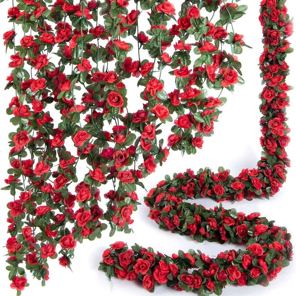 250CM Rose Artificial Vine Fake Flowers for Home Room Decor Wedding Marriage Decoration Garden Outdoor Rattan Ornament Y260130