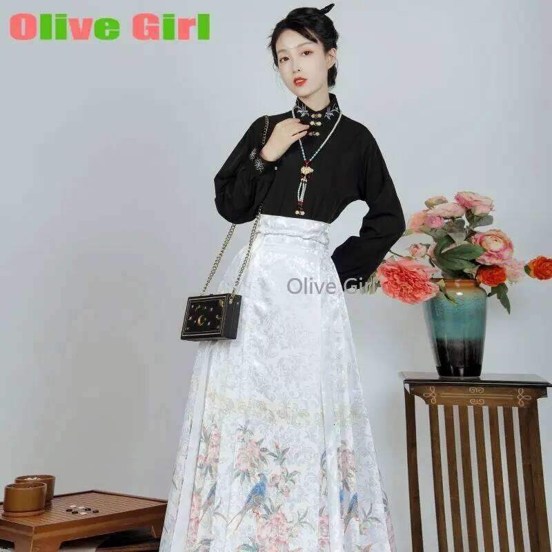 Original Hanfu Horse-Face High End Jacquard Woven Fabric Women's Clothing Traditional Horse Face Skirt Spring Autumn