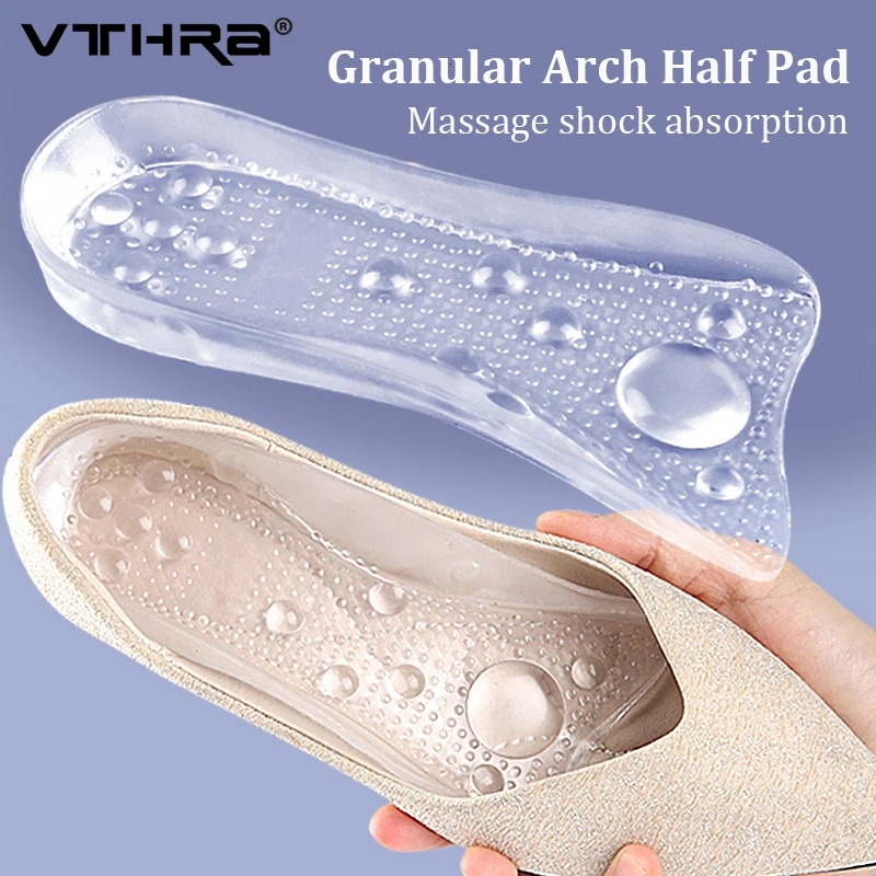 1Pair Gel Massage Half Pad Cushion Silicone Massage Non Slip High Heels Insole Cushions Foot Cushions Pads for Feet Pain Relief 260124