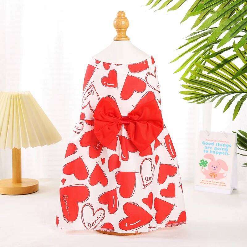 Spring Dog Princess Heart Patten Pet Skirt Cute Dogs Summer Dress Bow Lace for Small Medium Puppy Poodle Chihuahua H260130
