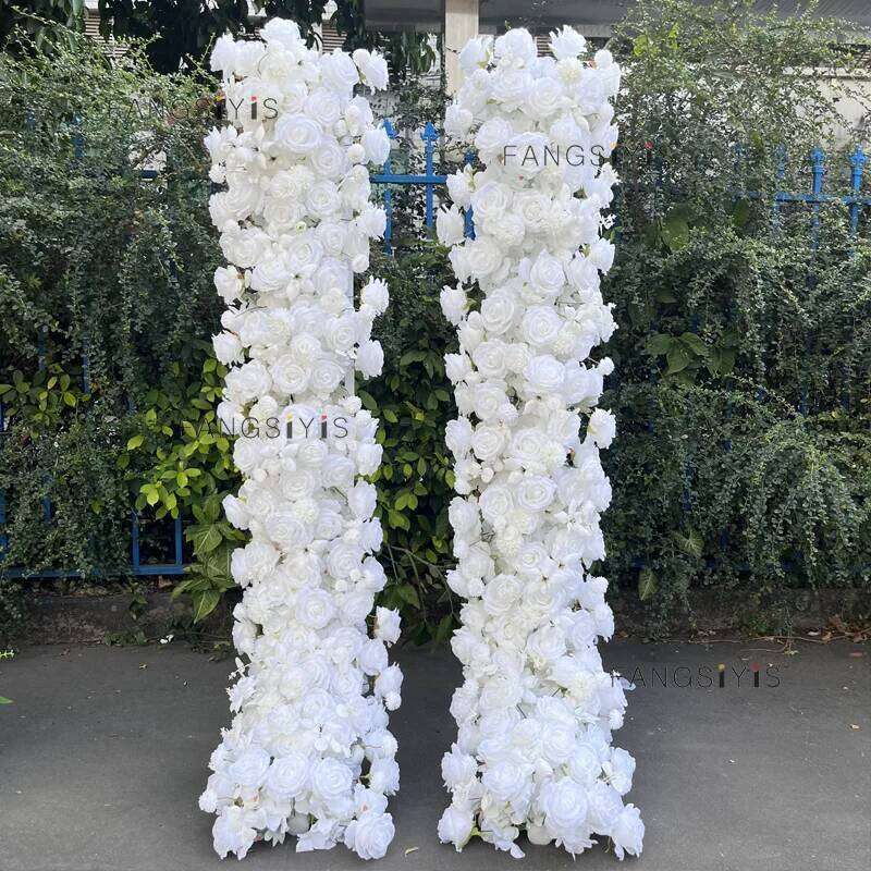5D Brand new silk Rose Flower Arrangement Outdoor Wedding Backdrop Table Sofa Runner flower row activity party Decor Props W260130