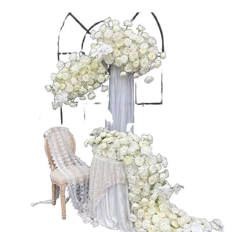 White Rose Hydrangea Leaf Wedding Arch Floral Row Arrangement Table Centerpieces Flower Ball wreath Birthday Event Party Supplie W260130