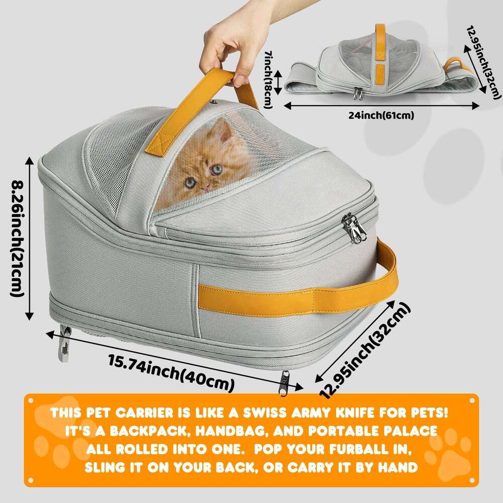 Breathable Dog Carrier Backpack for Small to Medium Dogs And Cats with Head out Design Comfortable Hands-Free Hiking Travel 26H0130