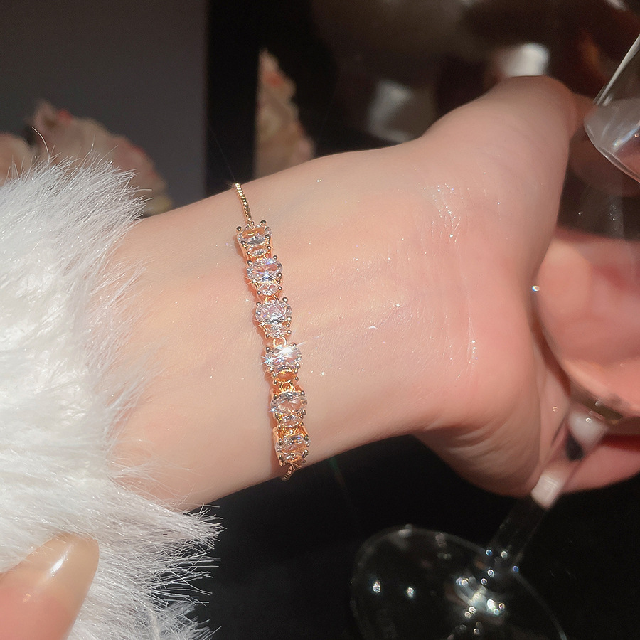 Korean Style Super Shiny Oval Zircon Casual Fashion Simple Elegant Versatile Bracelet Light Luxury High-end Feel Jewelry - view 4