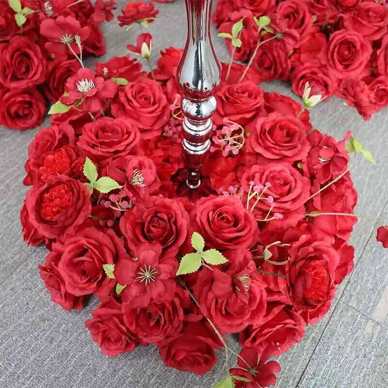 Red/White Rose peony Hyacinth Table Centerpiece Flower Ball Wedding Backdrop Decor Floral Arrangement Runner Event Party Props W260130