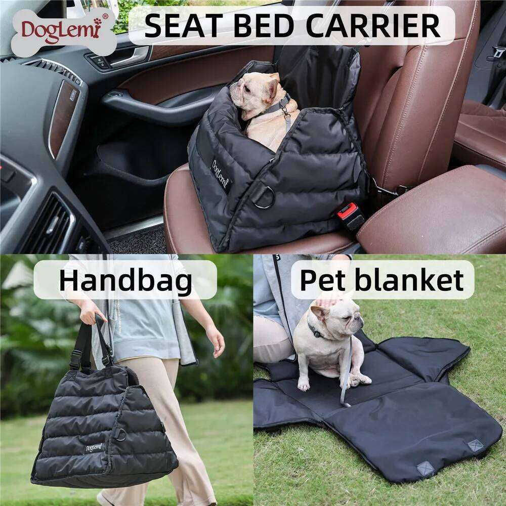 Bed Carrier for Small Medium Dogs Waterproof Dog Car Seat Cover Safety Adjustable Pet Travel Bag Handy Soft Cushion 26H0130