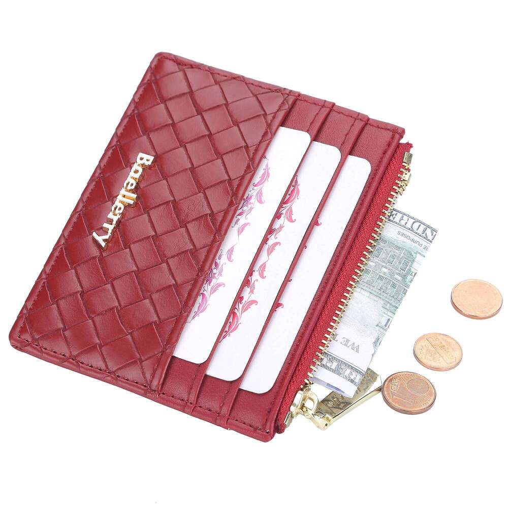 Baellerry Mini Women Wallets Slim Zipper Weave PU Leather Top Quality Fashion Female Purse Card Holder Wallet Z260130
