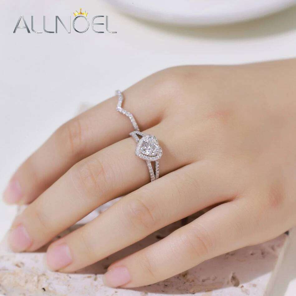 ALLNOEL 925 Sterling Silver VVS1 D Color Moissanite Bridal Ring Set for Woman Wedding Valentine's Day Gift Wholesale Certified XJ260130