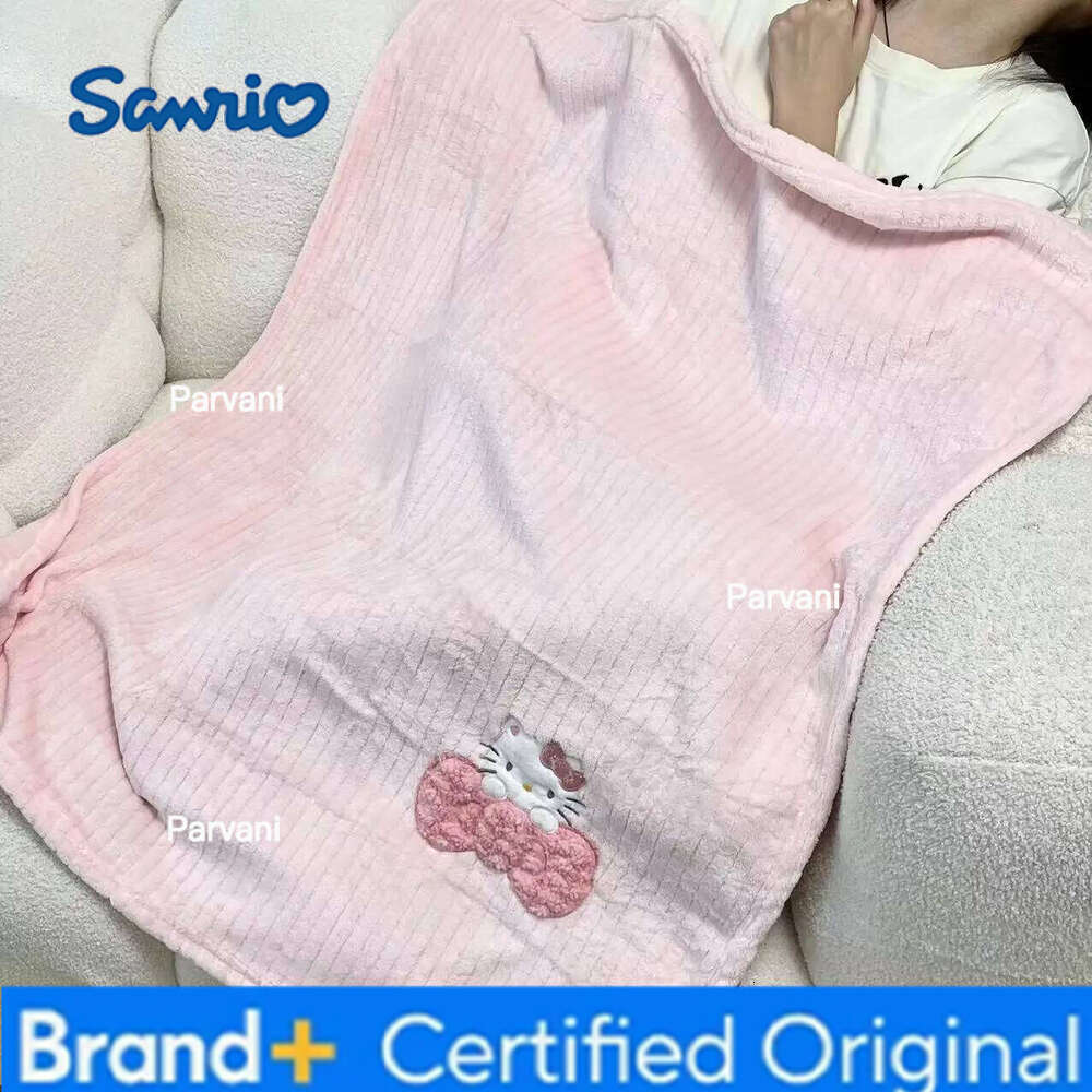 Sanrio Cute Kuromi My Melody Travel Nap Flannel Cinnamoroll Hello Kitty Warm Leg Blanket Bedroom Office Girl Child H260130