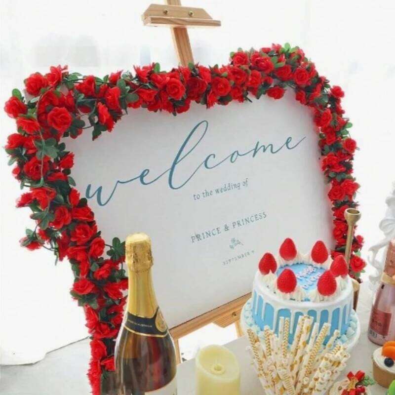 Artificial Flowers Vine Strips Red White Pink Rose Silk Flower Fake Plants Home Room Wedding Wall Hanging Garden Arch Decor Y260130