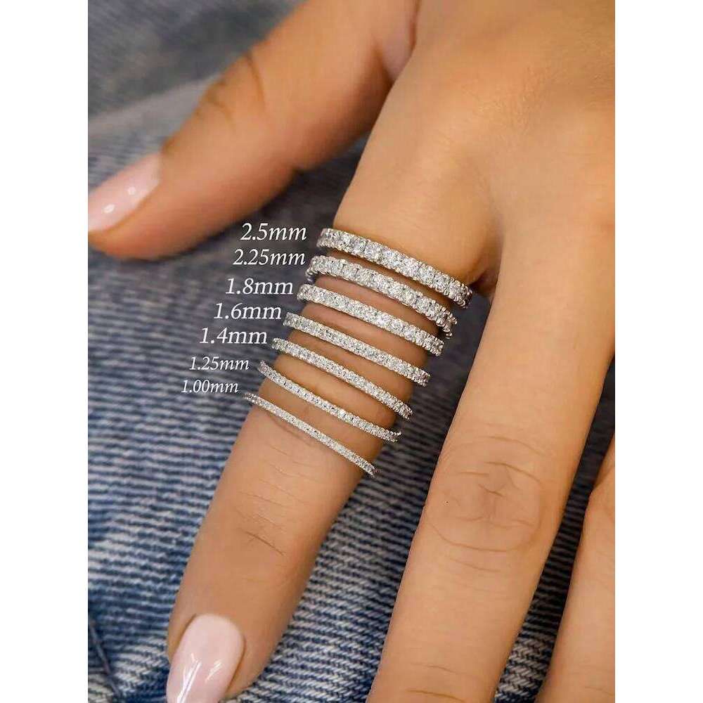 925 Sterling Silver 1.4MM 1.6MM 1.8MM Full Zircon Fashionable Ring For Women Engagement Wedding Luxury High Quality Fine Jewelry XJ260130