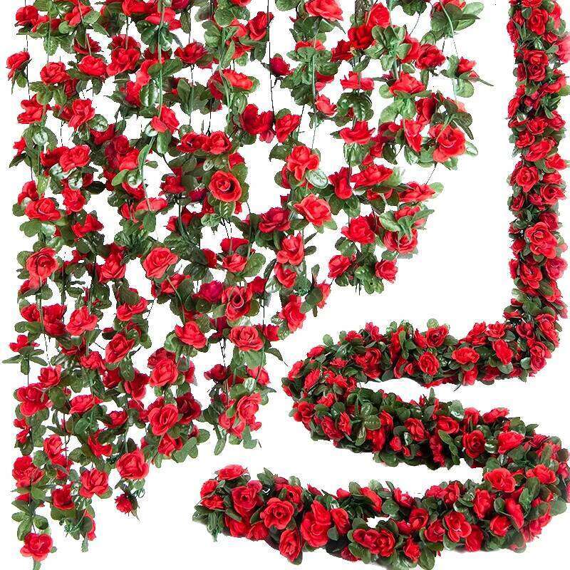 2.5m Rose Artificial Silk For Garland Fake Plant Flowers Vine Home Room Wall Hanging Wedding Garden DIY Arch Decoration Y260130