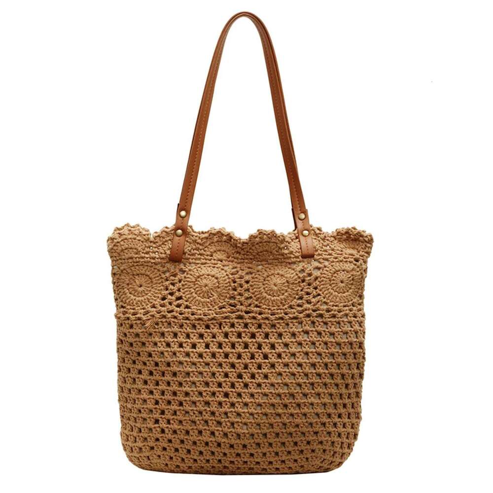 Large Capacity Tote bags for Women Woven Crochet khaki beige Beach women Shoulder Bag Z260130