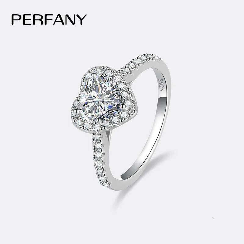 PERMANY 1CT Heart Cut Moissanite for Women S925 Pure Silver Eternal Diamond Ring Engagement Luxury Jewelry XJ260130
