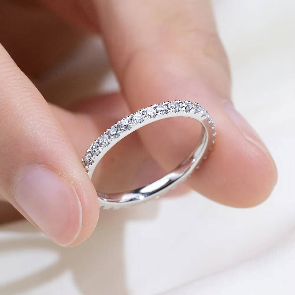 Ready to Ship MSR-408 Classic Design PT950 Eternity Ring Round Shape Lab Grown Diamond Ring