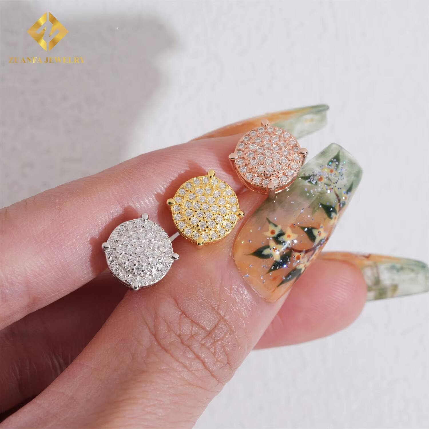 Wholesale Price Fashion Women VVS Moissanite Earrings Fine Jewelry 925 Sterling Silver Fully Iced Out Stud Earring