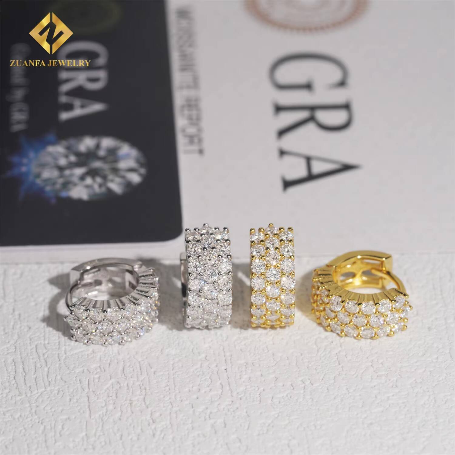 Moissanite Earring Rapper Fashion Diamond Earring Solid 18k Gold 925 Silver VVS Moissanite Iced Out Earrings