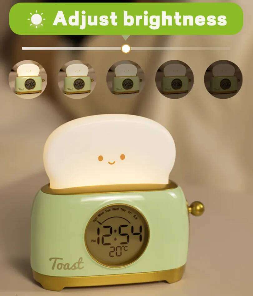 Kid Alarm LED Night Light Digital Clock Children's Sleep Trainier For Home Bedroom Bedside Cute Temperature Display Reloj W260130