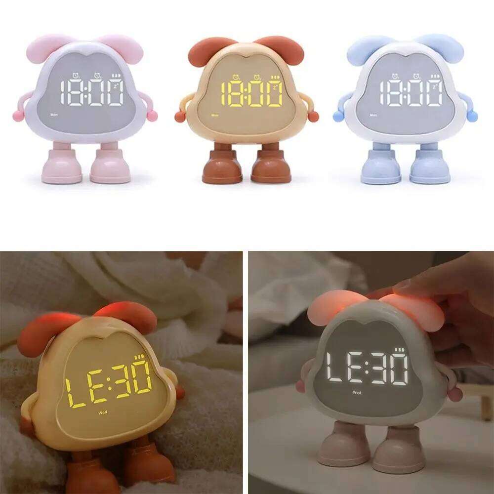 With Puppy Alarm LED Display Large Volume Children's Night Light Timer USB Rechargeable Cute Bedside Clock W260130