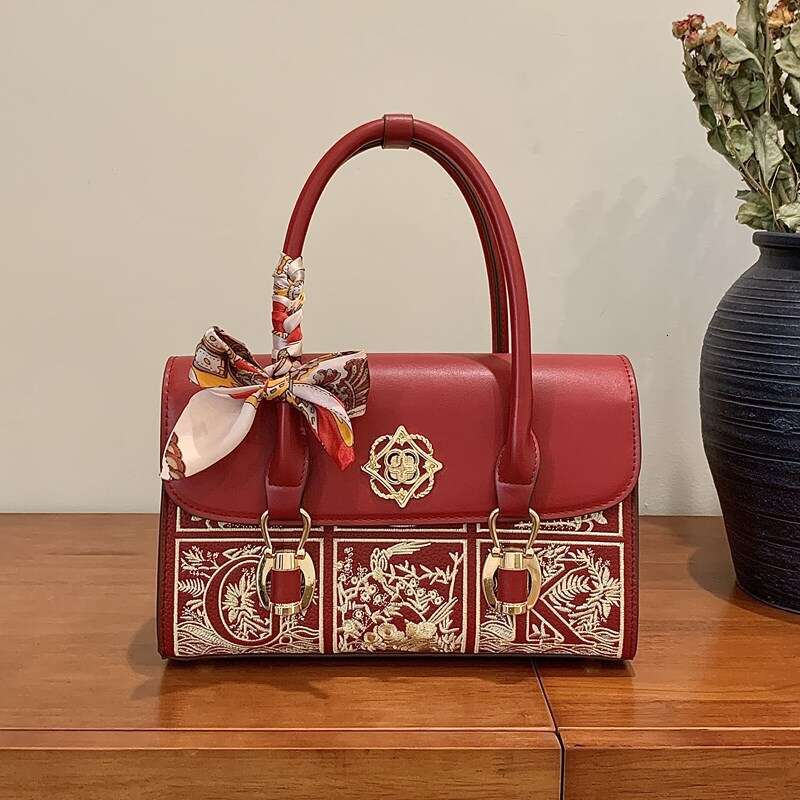 Autumn Winter New Handbag Red Wedding Cross-Border Hot-Selling Women's High-End National Style Embroidered Crossbody Bag MASA