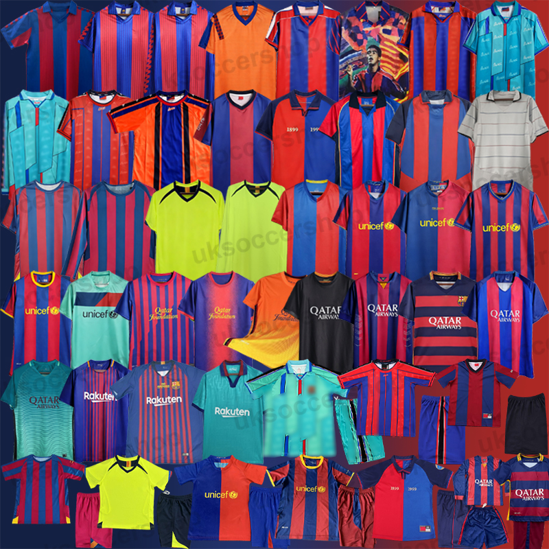 Barcelona Retro Football Jerseys Soccer Jerseys Classic Football Shirts Tops Kits Vintage Men Kids 2XL MESSI XAVI INIESTA PUYOL RONALDINHO RIVALDO ETOO SUAREZ