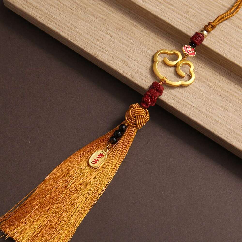 New Retro Pendant Ancient Gold-Plated Chinese Style Inner Hanging Ornament Alloy Peace Lock Car Rearview Mirror Decoration Wholesale